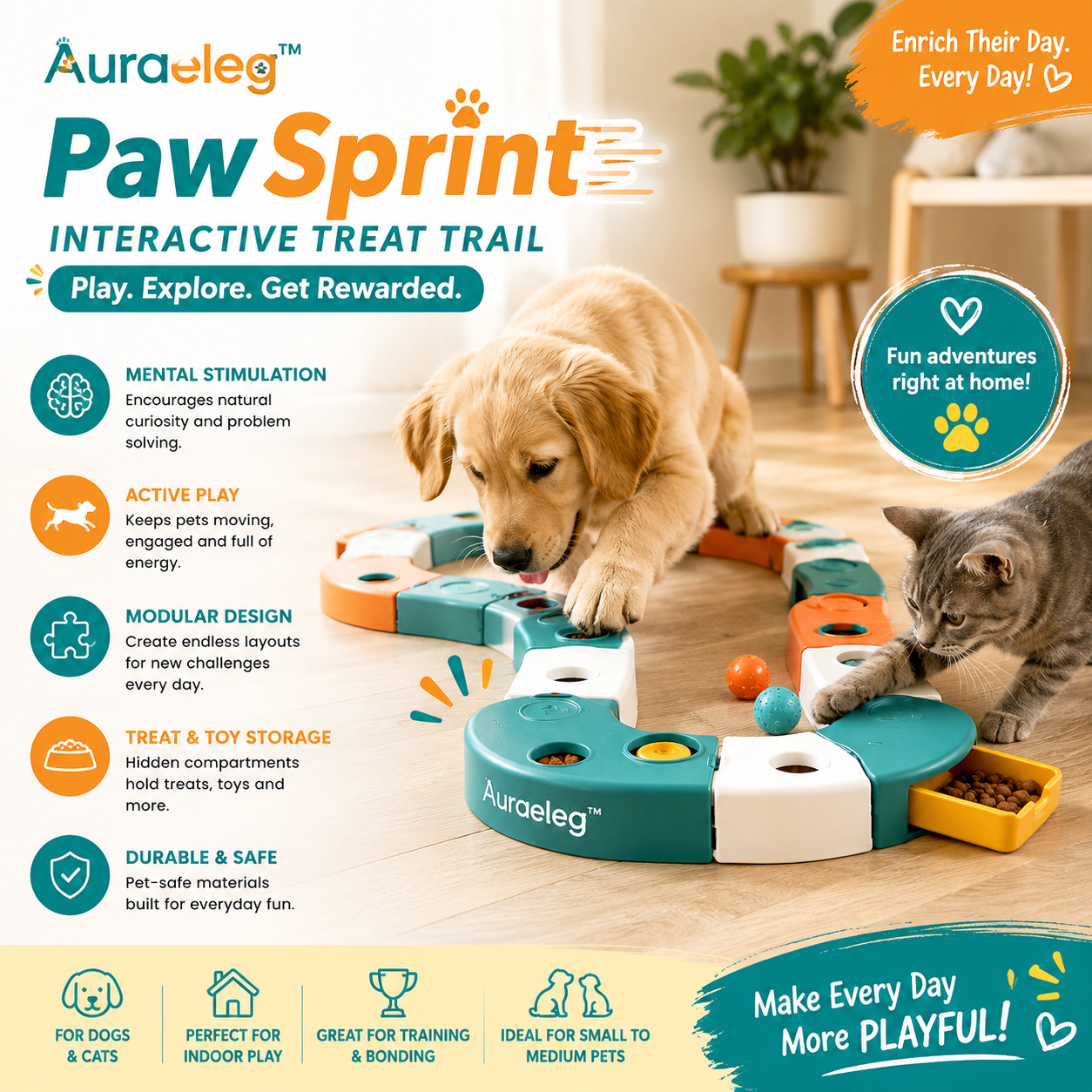 Auraeleg™ PawSprint Interactive Treat Trail